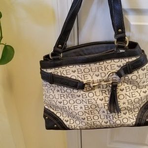 Nearly New Cream Canvas w/Black Leather Dooney & B